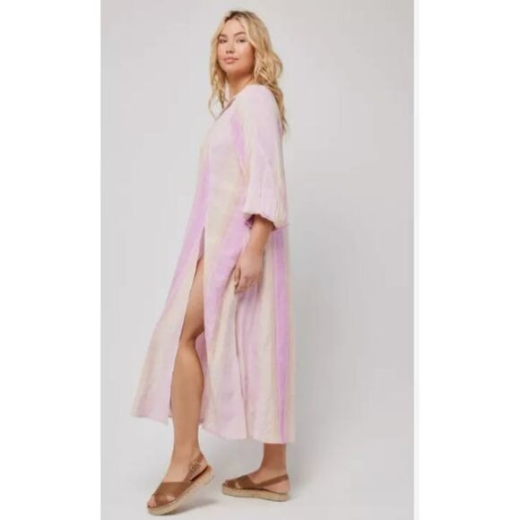 NWT Space Women's Cassie Dress M/L Multicolor Long Sleeve Button-Front Boho - Picture 3 of 8